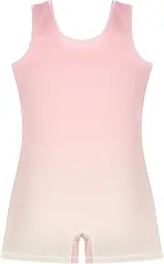 [GAIGEO] Girls Gymnastics Leotards Toddler Ombre Light Pink Gradient Leotard with Shorts Leotard Biketards 2-3t