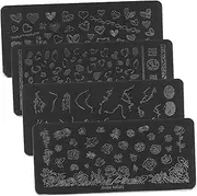 Baluue 4pcs Nail Art Stencils Manicure Templates Metal Nail Stamping Plate Nail Stamping Plate for DIY