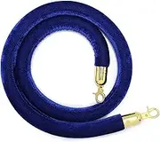 Velvet Rope with Polished Hooks， Rope Barrier 5 Ft Crowd Control Rope Barrier with Hooks, 1.2" Thick Velvet Stanchion Rope for Party, Hotels(Blue)