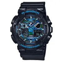 在飛比找PChome24h購物優惠-G-SHOCK 搶眼造型藍x黑酷炫配色腕錶GA-100CB-