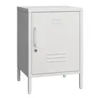 Metal Nightstand Modern End Side Table Steel Bedside Storage White-cabinet