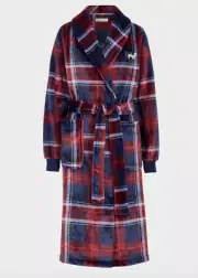 NEW PETER ALEXANDER COSY TARTAN DRESSING GOWN SIZE MEDIUM M NAVY MAROON RRP$119