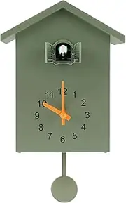 Fxvhojq Cuckoo Clock with Chimer Minimalist Cuckoo Sound, Quartz Movement, Battery Powered, Wall Mount, White or Black, Kitchen, Living Room, Office