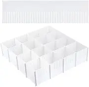 GesangF 20PCS DIY Plastic Grid Drawer Dividers, Large Adjustable Drawer Storage Organizer (38cmx11cm) for Clutter Kitchen Cutlery Dresser Makeup Tools Socks Can Help Tidy Office Desk Clinic Bedroom