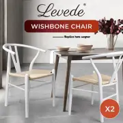 Levede 2x Dining Chairs Wooden Hans Wegner Chair Wishbone Chair Cafe Lounge Seat