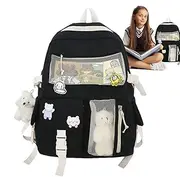 [Yjkedfh] Backpack For School | Girls School Bag Cute Aesthetic Backpack | Anime Bear Accessories Multiple Pockets School Bag For Laptops, College Students, Documents