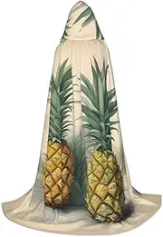 SKKNT Pineapple Print Halloween Hooded Cloak Full Length Cape With Hood For Men And Women For Carnival