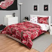 FOCO Detroit Red Wings NHL Team Color Bed in a Bag Comforter Bedding 5 Piece Set - Full