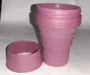 STOJO Titan Collapsible Travel Cup With Straw Purple Silicone Reusable new