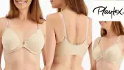Playtex Front Closure Comfort Revolution Bra Foam Cups 4Way Stretch Nude 16D 18C