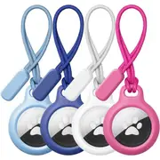 4 Pack Case for Apple AirTag Holder, Kiewhay Cases Holder for Apple AirTags, AirTag Keychain with Rugged Strap - Protective Hard Shell AirTag Keychain for Dog Collar,Cat Collar,Keys,Luggage,Backpack