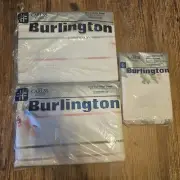 Vintage Burlington Caress FULL DOUBLE Sheet Set Flat Fitted Pillowcases Floral