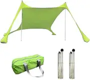 Beach Canopy - Outdoor Sun Shade Shelter Tent, Reusable UV Resistant Awnings for Patio, Beach Canopy for Outdoor Carport