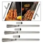 BBQ Skewers Flat BBQ Barbecue Skewer 50 Pieces Reusable BBQ Pin Stick Kebab