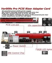 V009s Pro PCI-E Riser, GPU Riser Cards - 60cm USB 3.0 Ext Cable - 1x-16x Box 6