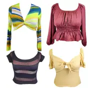 NEW Womens Set Bundle 4 Crop Top Shirt Large Rave Party Festival Neon Mesh Sexy
