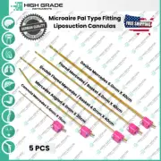 Microaire Pal Type Fitting 5-PCS Liposuction Cannulas Reusable with Pink Hub