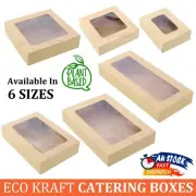 Disposable Food Catering Eco Kraft Grazing Box Window Lid Paper Tray Takeaway