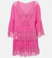 [Melissa Odabash] Melissa Odabash Vanessa embroidered cotton mini dress AU 12 pink