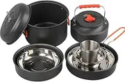 Camping Cookware Set | Backpacking Cooking Set - Camping Cookware Kit, Lightweight Pot Pan Kits for Backpacking, Outdoor Camping Hiking, and Picnic
