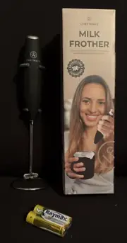 ChefWave Handheld Milk Frother Black with Stand NEW