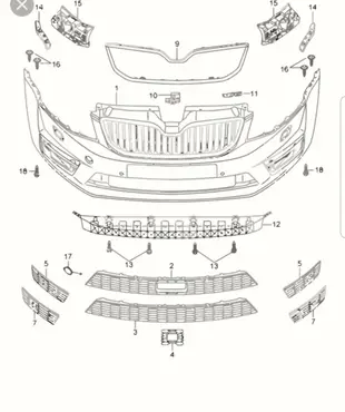 SKODA 2014年~2017年 OCTAVIA RS 前保桿素材 原廠件