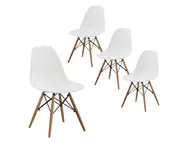 Design Square Set Of 4 Replica Dining Chair Eiffel Design Wooden Legs - White