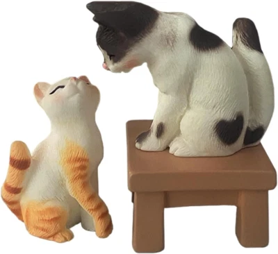 Miniature Cat Model Kit,With Animals, Table, Chair, Figurine Decorations for Out