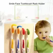 4Pcs Smile Face Toothbrush Rack Holder Stand Mount Wall Suction Gripping Cover