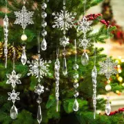 10Pcs Christmas Tree Crystal Decoration Hanging Snowflake Icicle Drop Ornaments