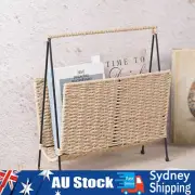 Natural Handwoven Bookshelf Magazine Newspaper Storage Rack Tabletop Book Shelf