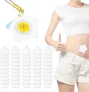 GEEHUA 50Pcs Castor Oil Patches,Self-Adhesive Belly Button Blank Pack Wrap Anti-Leakage Acupoint Patch Disposable Spunlace Cloth Castor Oil Pack Pads Highly Absorbent Cover Compress Patches No Wash