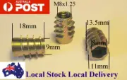 Qty 10 M8 Type E Wood Timber Threaded Nutsert Nuts Zinc Steel Alloy Insert Nut