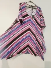 Taking Shape TS Size 22 Purple Stretch Striped Top Tshirt Shirt Blouse New