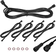 uxcell 5-Pack Waterproof Extension Cable, 2 Pin 9.84 Ft/3m Extension Cord Wire with 22AWG IP67 Male and Female Connectors for Outdoor Spotlights/LED Deck Lights [Black]