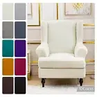 Solid Color Wing Back Chair Covers Stretch Armchair Cover For Wedding Loveseat