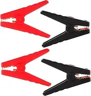 Anneome 4pcs Jumper Cable Clamps for Car Battery Sturdy Alligator Clips with Groove for Emergency Power Diy Projects