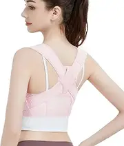 Back support bracket with adjustable compression straps, anti-hunchback chest and shoulder correction device(Pink,S/M)