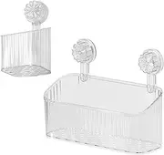 Fxvhojq 2Pcs Clear Bath Toy Holder Suction Cup Shower Toy Storage Organizer with Drain Hole Load Capacity 25kg Shower Storage Rack No Drilling Shower Caddy Organizer (Transparent Silver)