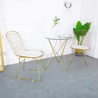 在飛比找ETMall東森購物網優惠-北歐金色鏤空鐵絲椅創意鐵藝家具餐椅簡約金屬椅現代網紅椅子怒馬