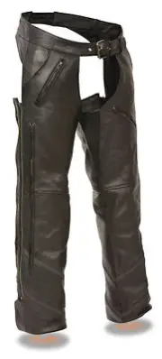 Men's Naked Leather Huge Side Vented Jean Pocket Chaps w/ Reflective Piping