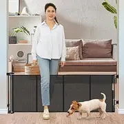 24 Inches Tall Retractable Baby Gates for Doorways, Short Dog Gates to Step Over, Extends up to 55" Wide, Reinforced Mesh Baby Gate for Kids or Pets, Doggie Gates Puppy Gates for The House (Black)