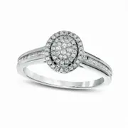 0.33 CT. T.W. Composite Natural Diamond Double Oval Frame Engagement Ring in Solid 10K White Gold