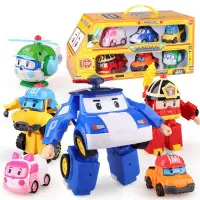 在飛比找蝦皮購物優惠-6 件套 Robocar Poli 機器人為嬰兒變形超級機器