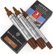 Arteza Acrylic Paint Markers, Pack of 3, A300 Yellow Ochre, 1 Thin and 2 Thick (Chisel + Bullet Nib) Acrylic Paint Pens, for Metal, Canvas, Rock, Ceramic Surfaces, Glass, Wood, and Fabric