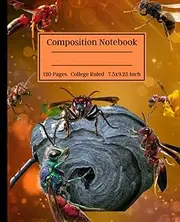 Red Wasp Insect Composition Notebook: 120 Pages, 7.5" x 9.75", College Ruled Paper, Red Wasp Illustrations For Anyone To Enjoy | Drawing And Journaling Workbook For Children