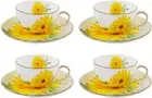 Ceramic Teacup Sunflower Vintage Chintz Porcelain Coffee Mug Tea Cup with Saucer