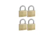Master Lock Solid Brass Padlocks Double Lever (Multi Colour) (40mm 4-Pin - Keyed Alike x 4)