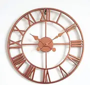 Garden Clocks Outdoor Waterproof, 16 Inches Rose Gold Iron Wall Clock Outdoor Clocks for The Garden Wall Mounted Retro Silent Quartz Clock Outside Clock Indoor Outdoor Decoration C