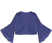 [Generic] Ruffle Bolero Shrug, Cropped Summer Short Sleeve Loose Cape, Ruffle Cropped Chiffon Capes Bolero Shrug Cardigan for Evening Dress